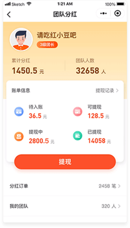 团队分红主页面